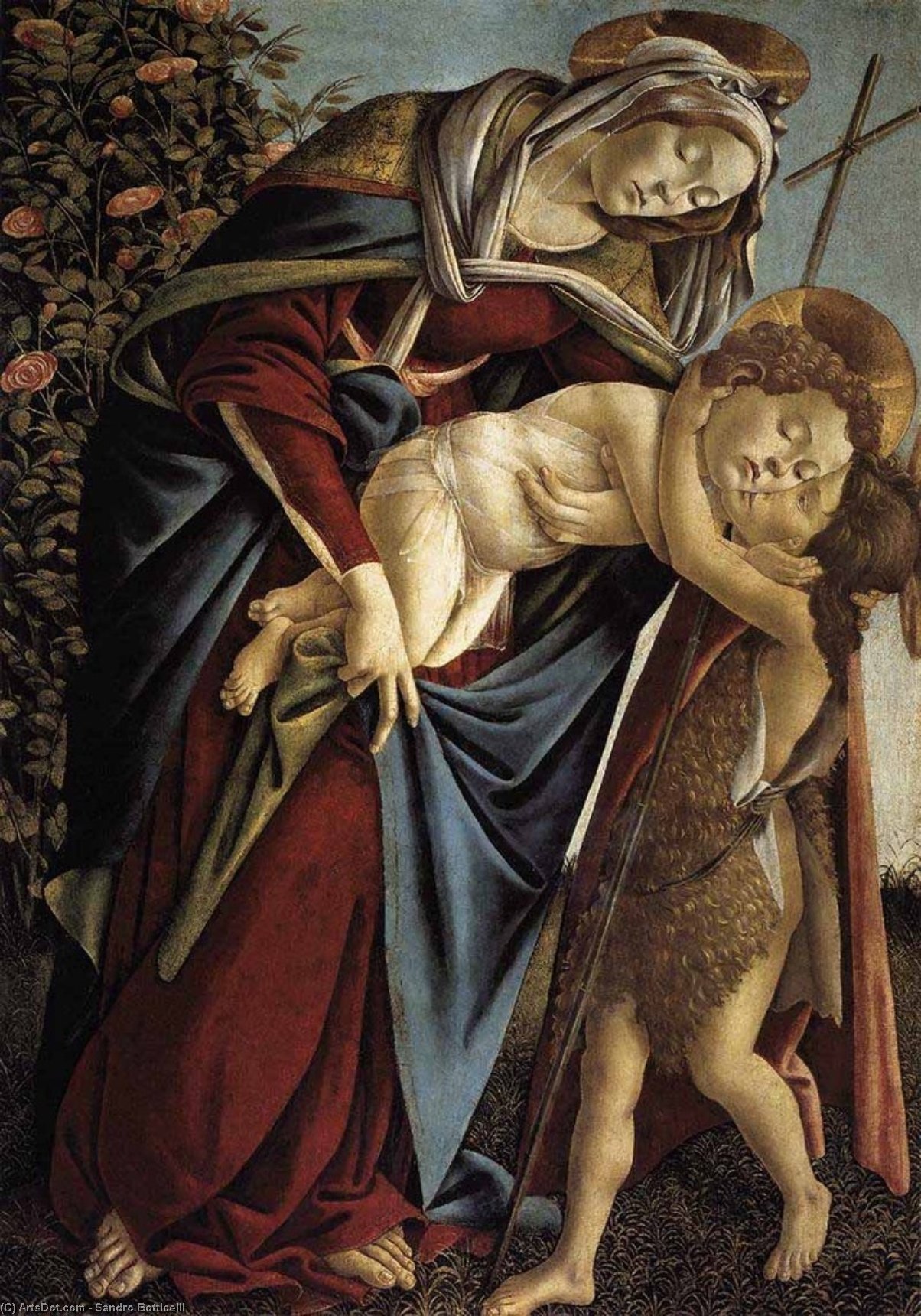 Wikioo.org - The Encyclopedia of Fine Arts - Painting, Artwork by Sandro Botticelli - Madonna and Child and the Young St John the Baptist