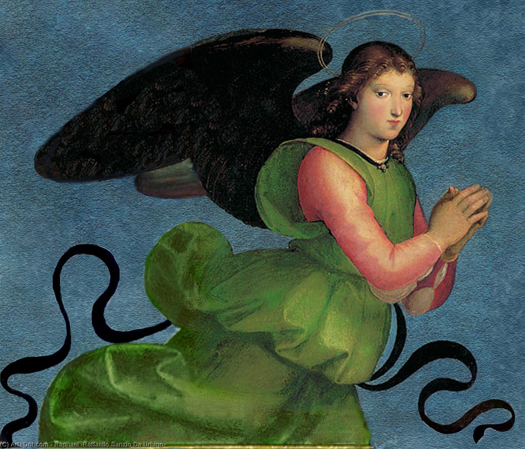 WikiOO.org – 美術百科全書 - 繪畫，作品 Raphael (Raffaello Sanzio Da Urbino) - 麦当娜和儿童登基 与圣徒 ( 细节 弦月窗 少 周围  工作 )