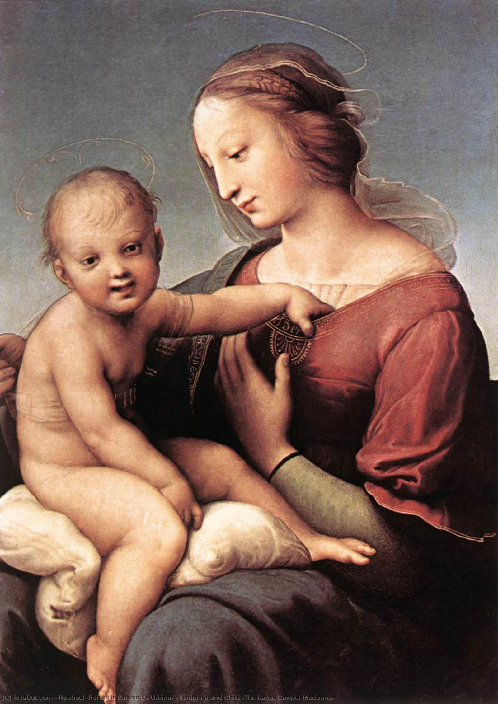 Wikioo.org – La Enciclopedia de las Bellas Artes - Pintura, Obras de arte de Raphael (Raffaello Sanzio Da Urbino) - madonna y niño ( el grande Cowper Virgen )