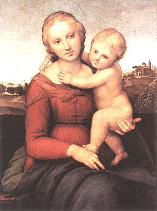 Wikioo.org - The Encyclopedia of Fine Arts - Painting, Artwork by Raphael (Raffaello Sanzio Da Urbino) - Madonna and Child (The Small Cowper Madonna)