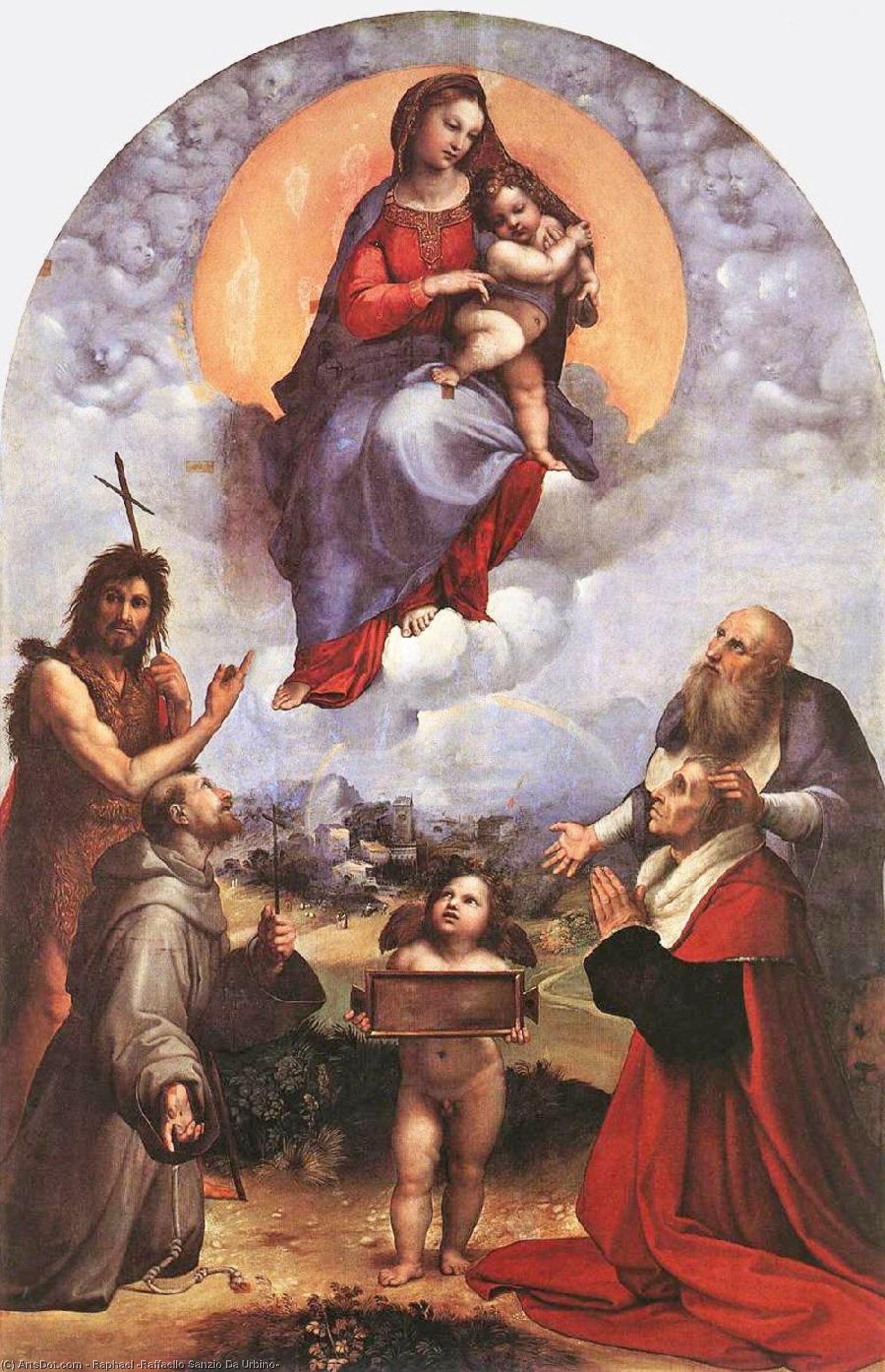 Wikoo.org - موسوعة الفنون الجميلة - اللوحة، العمل الفني Raphael (Raffaello Sanzio Da Urbino) - The Madonna of Foligno