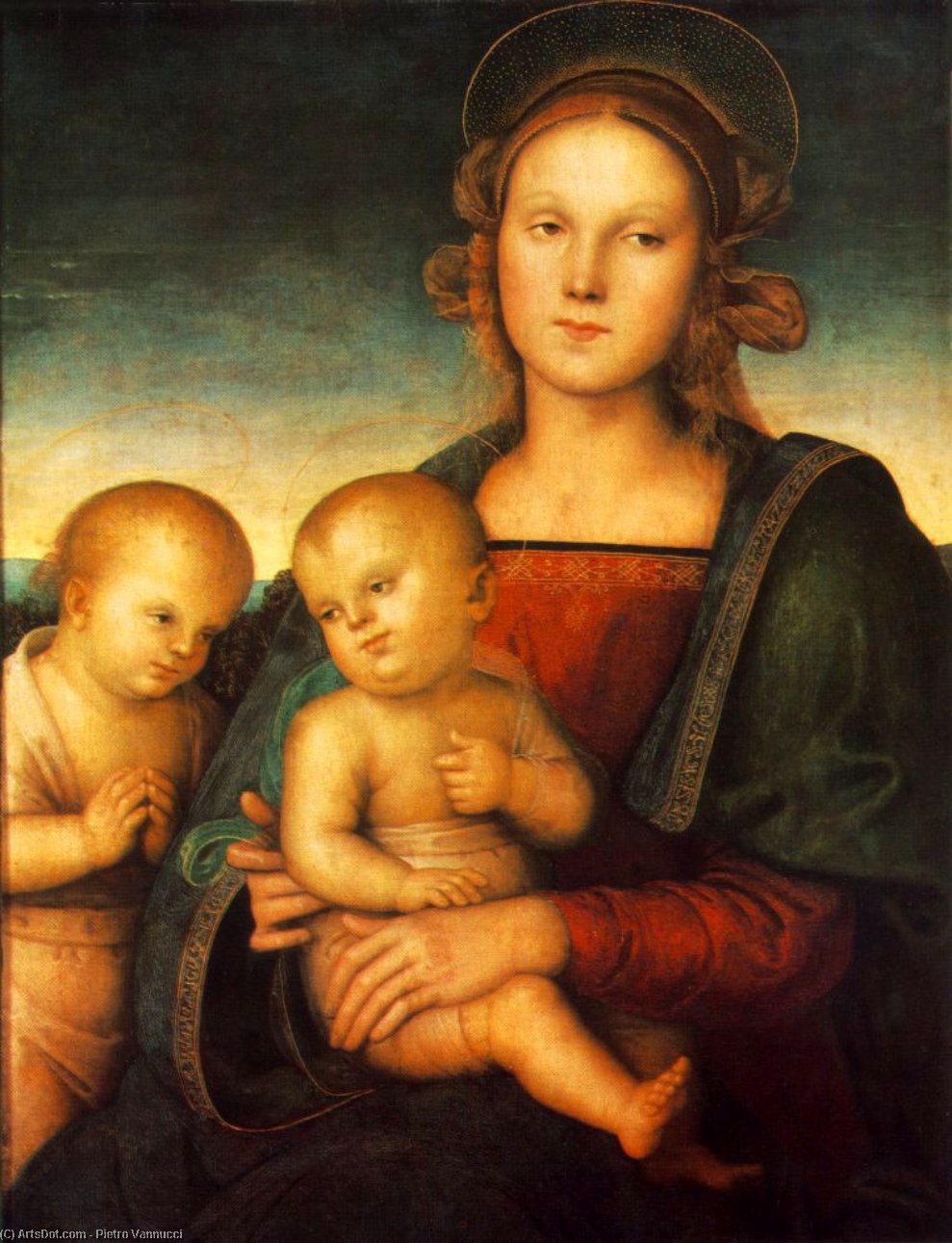 WikiOO.org - 百科事典 - 絵画、アートワーク Vannucci Pietro (Le Perugin) - マドンナ と一緒に 子供 と  少し  セント  ジョン