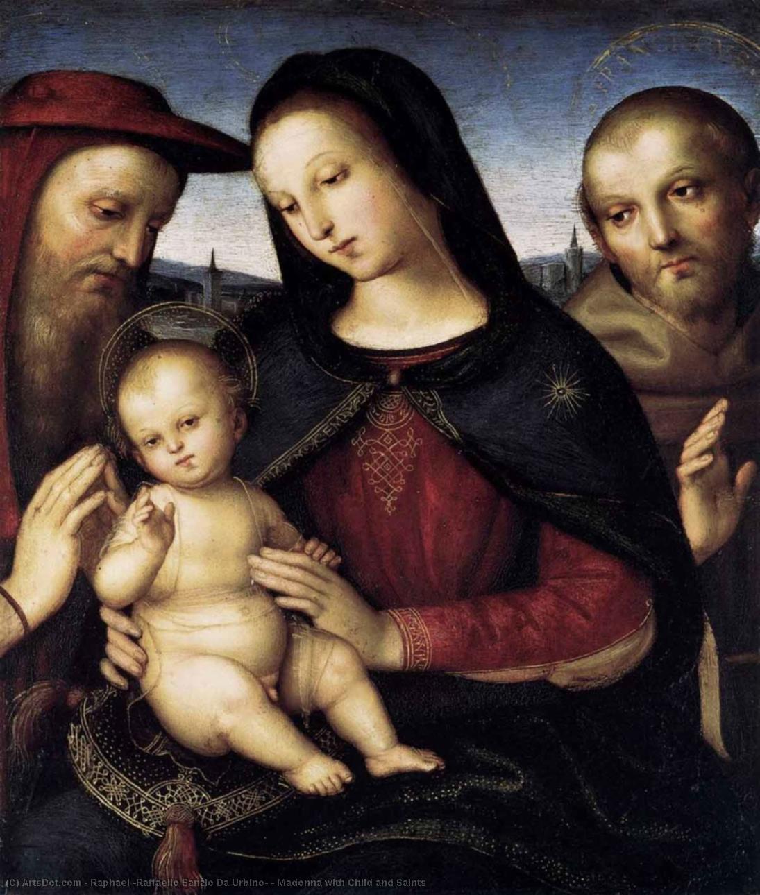 Wikioo.org - The Encyclopedia of Fine Arts - Painting, Artwork by Raphael (Raffaello Sanzio Da Urbino) - Madonna with Child and Saints