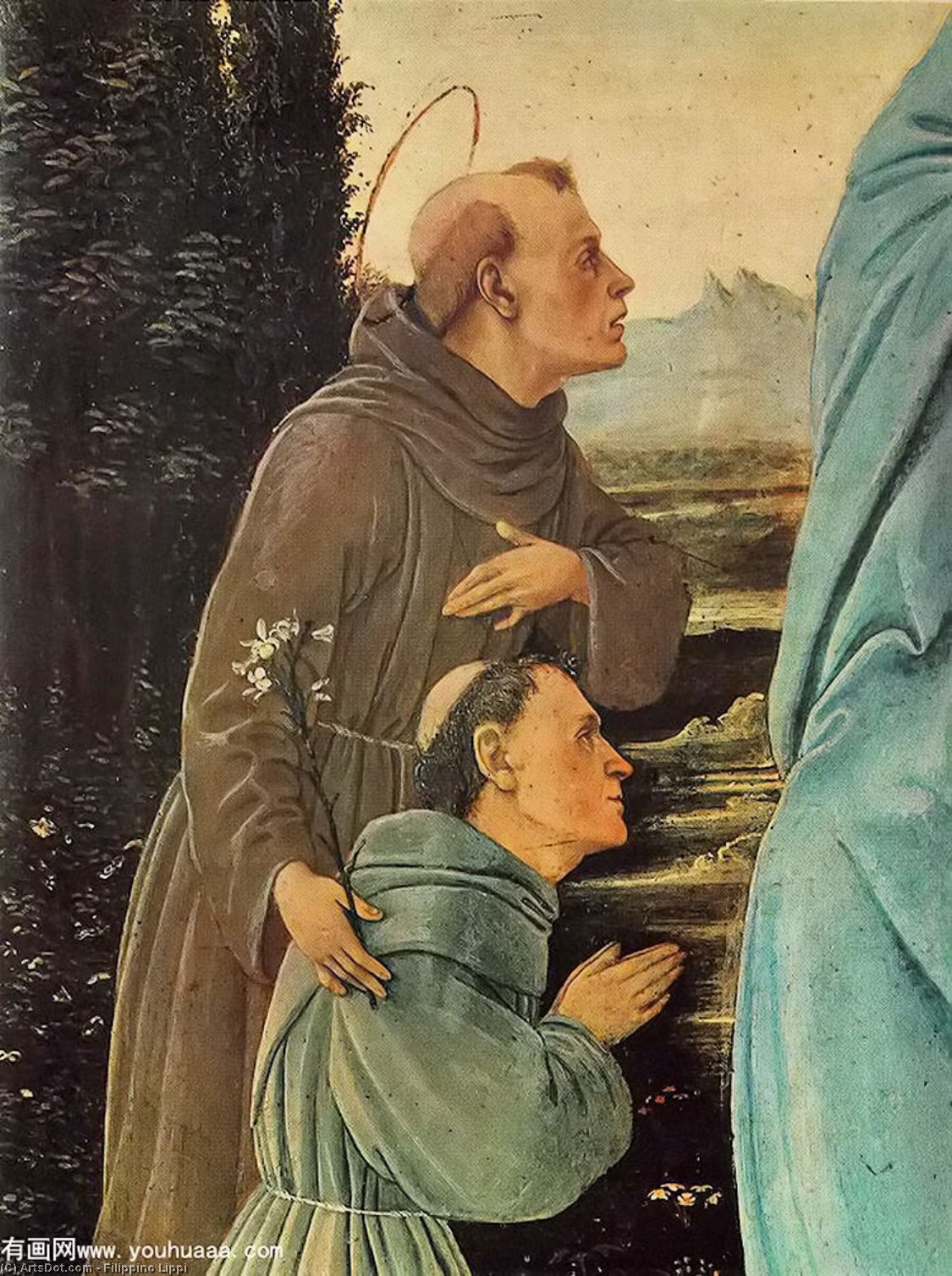 Wikioo.org - The Encyclopedia of Fine Arts - Painting, Artwork by Filippino Lippi - Madonna with Child, St Anthony of Padua and a Friar (detail)