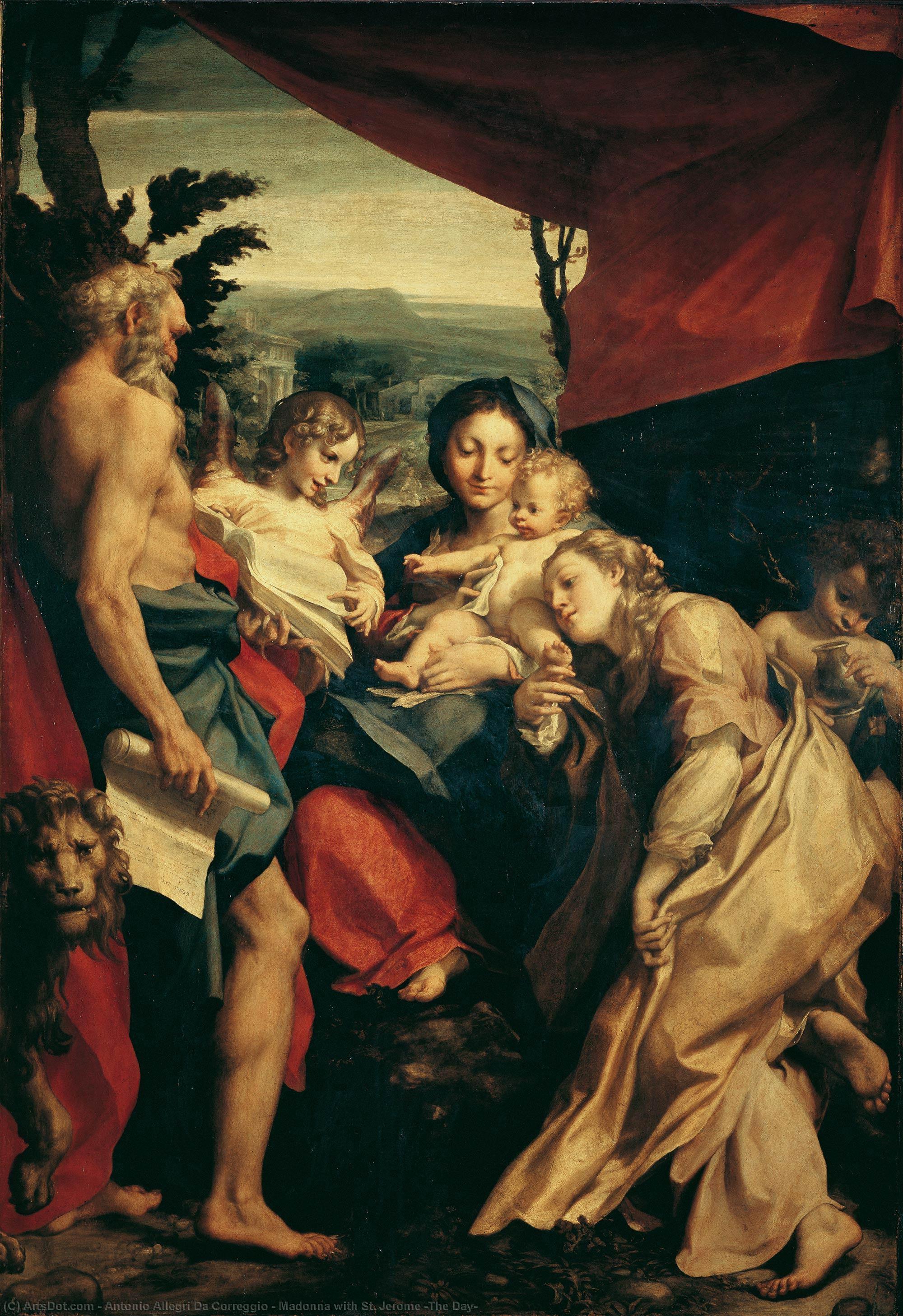 Wikoo.org - موسوعة الفنون الجميلة - اللوحة، العمل الفني Antonio Allegri Da Correggio - Madonna with St. Jerome (The Day)