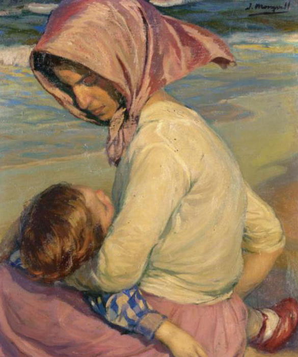 Wikioo.org - The Encyclopedia of Fine Arts - Painting, Artwork by José Mongrell Torrent - Madre e hija