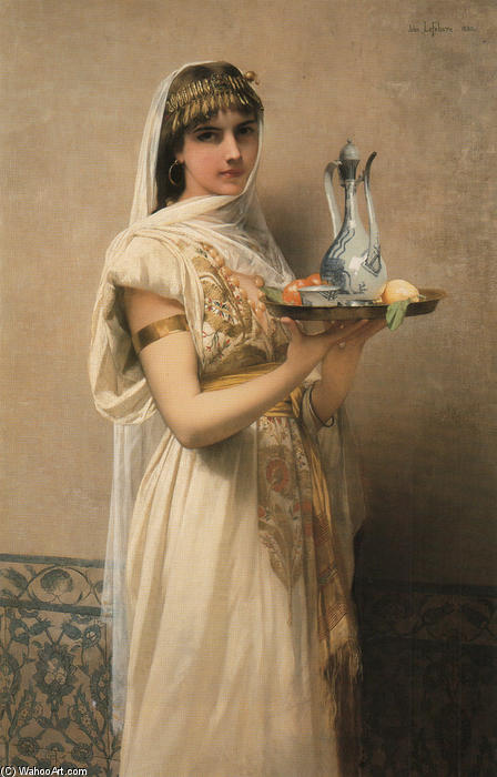 WikiOO.org - Encyclopedia of Fine Arts - Maalaus, taideteos Jules Joseph Lefebvre - Maid Servant (also known as Serving tea)
