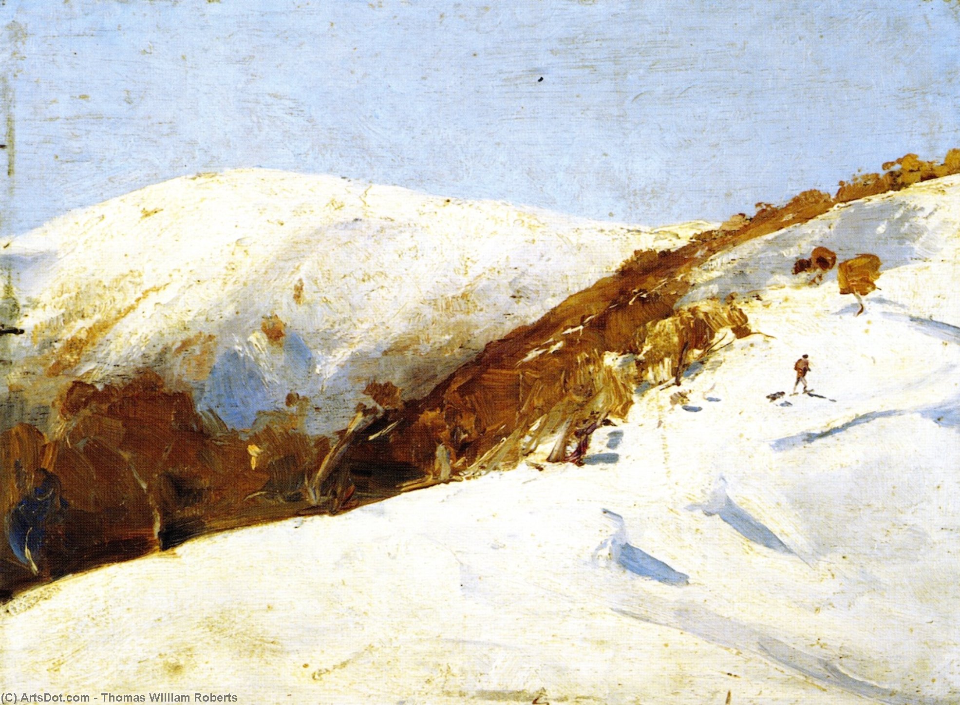 Wikioo.org - The Encyclopedia of Fine Arts - Painting, Artwork by Thomas William Roberts - The Mailmana to Omeo (also known as Snow Shoes)