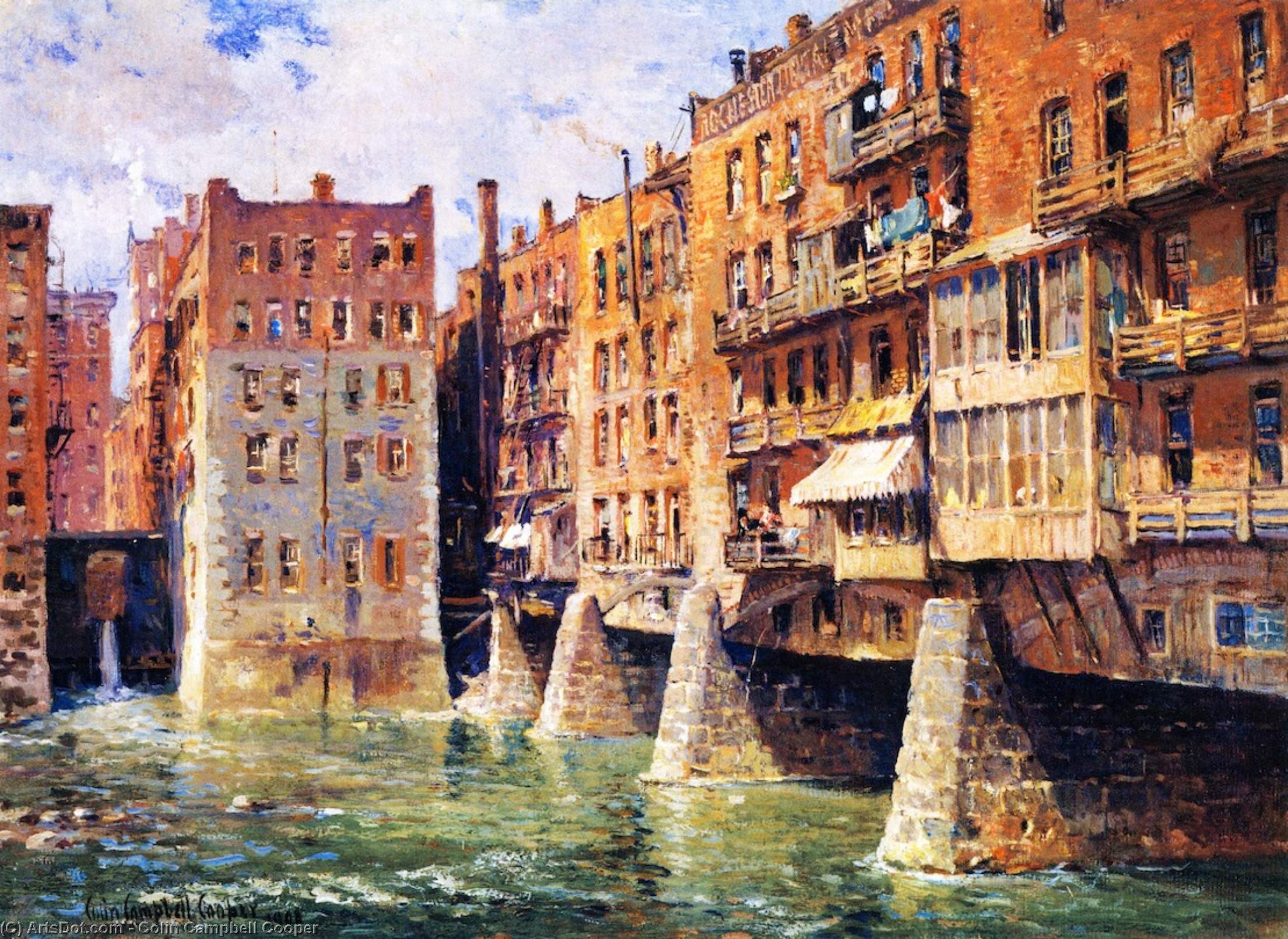 Wikioo.org - The Encyclopedia of Fine Arts - Painting, Artwork by Colin Campbell Cooper - Main Street Bridge, Rochester