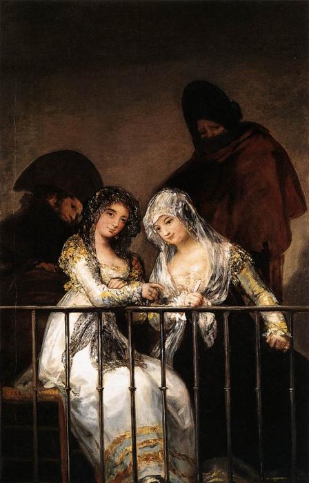 WikiOO.org - Encyclopedia of Fine Arts - Maleri, Artwork Francisco De Goya - Majas on a Balcony