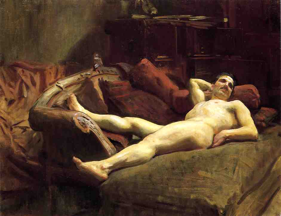 Wikioo.org - The Encyclopedia of Fine Arts - Painting, Artwork by John Singer Sargent - Male Model Resting