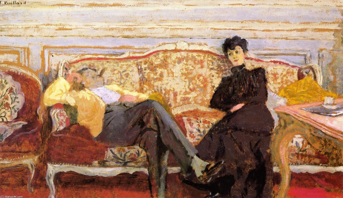 Wikioo.org - The Encyclopedia of Fine Arts - Painting, Artwork by Jean Edouard Vuillard - M. and Mme Feydeau on a Sofa
