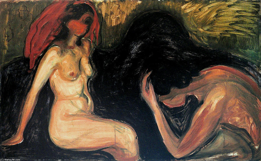 Wikioo.org - The Encyclopedia of Fine Arts - Painting, Artwork by Edvard Munch - Man and Woman
