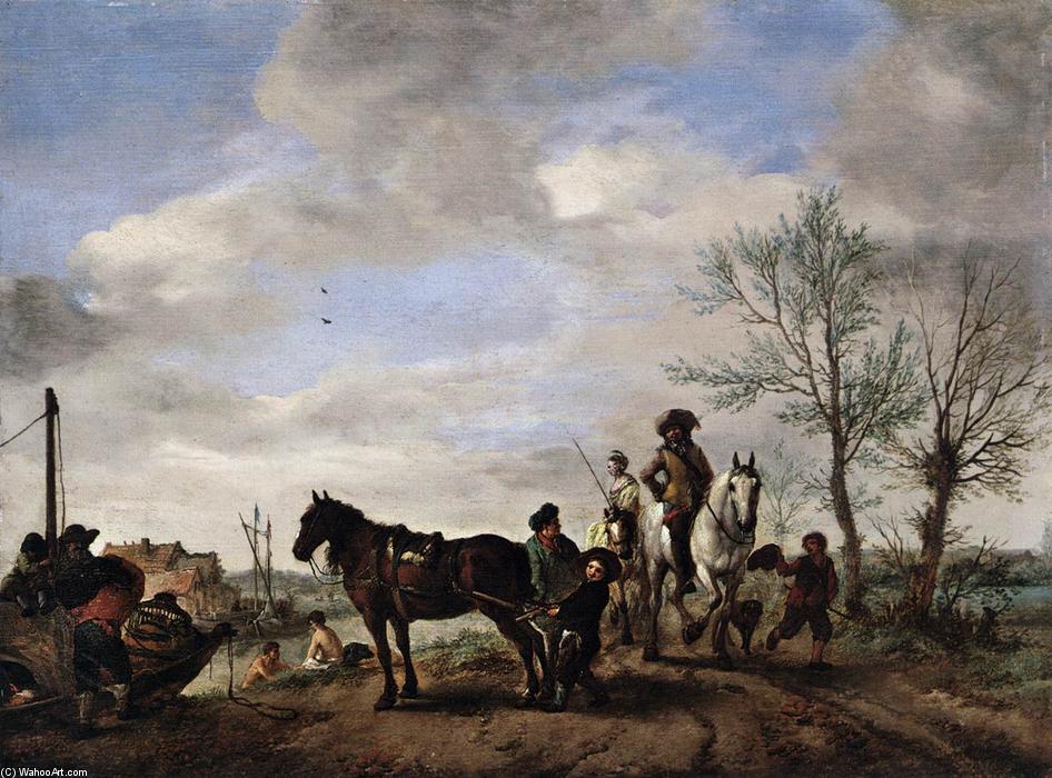 Wikioo.org - The Encyclopedia of Fine Arts - Painting, Artwork by Philips Wouwerman - A Man and a Woman on Horseback
