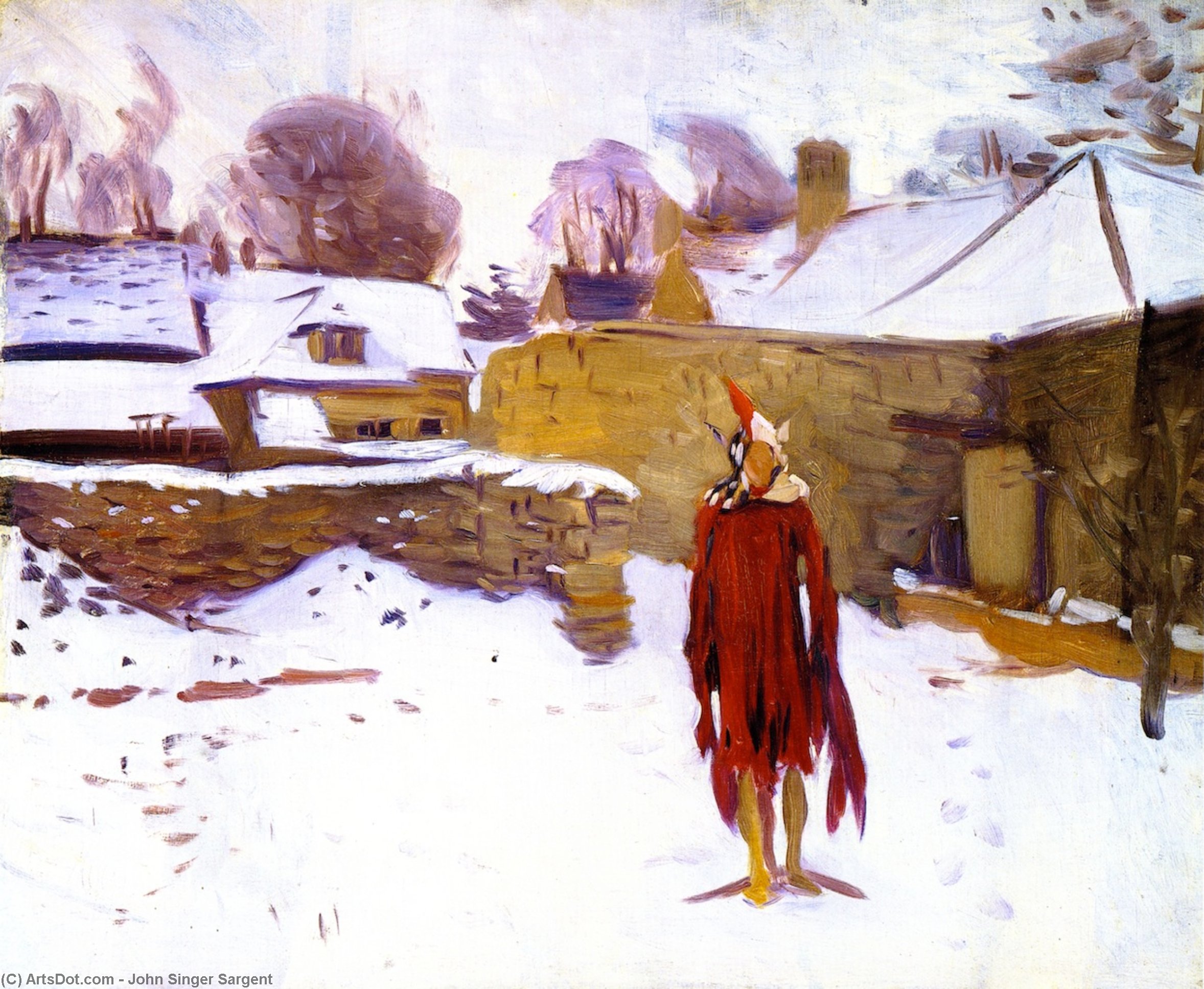 WikiOO.org - Encyclopedia of Fine Arts - Schilderen, Artwork John Singer Sargent - Mannikin in the Snow