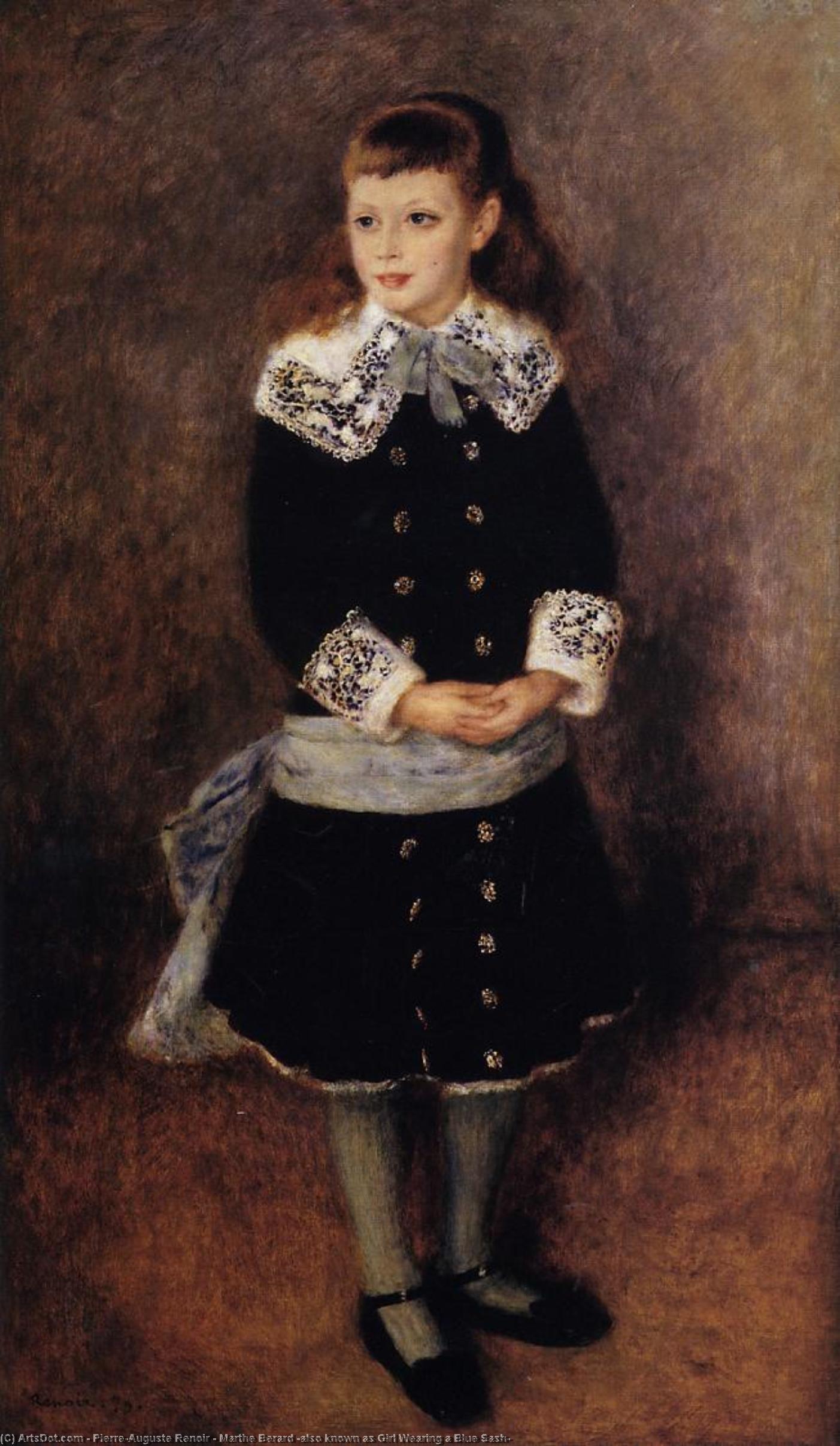 Wikioo.org - The Encyclopedia of Fine Arts - Painting, Artwork by Pierre-Auguste Renoir - Marthe Berard (also known as Girl Wearing a Blue Sash)
