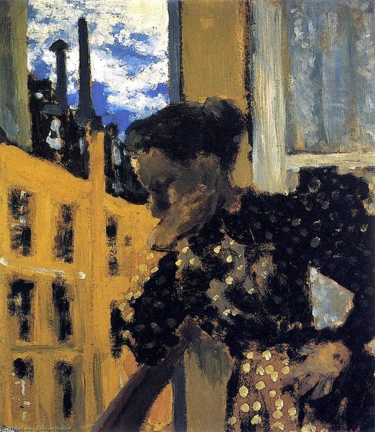 Wikioo.org – L'Encyclopédie des Beaux Arts - Peinture, Oeuvre de Jean Edouard Vuillard - Marie au  au  Balcon  balustrade