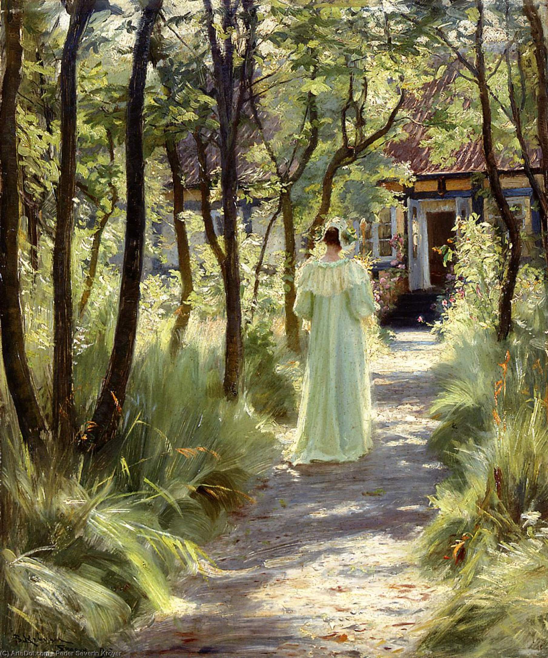 Wikioo.org - The Encyclopedia of Fine Arts - Painting, Artwork by Peder Severin Kroyer - Marie in the Garden