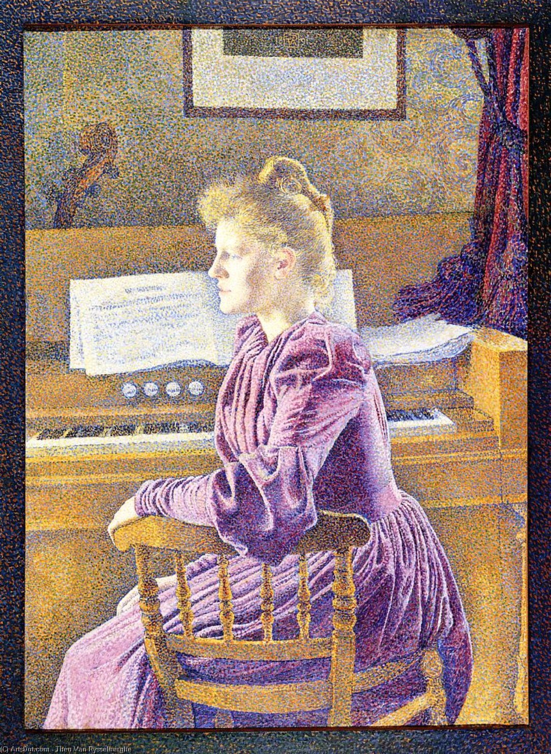 WikiOO.org - Encyclopedia of Fine Arts - Schilderen, Artwork Theo Van Rysselberghe - Maria Sethe at the Harmonium