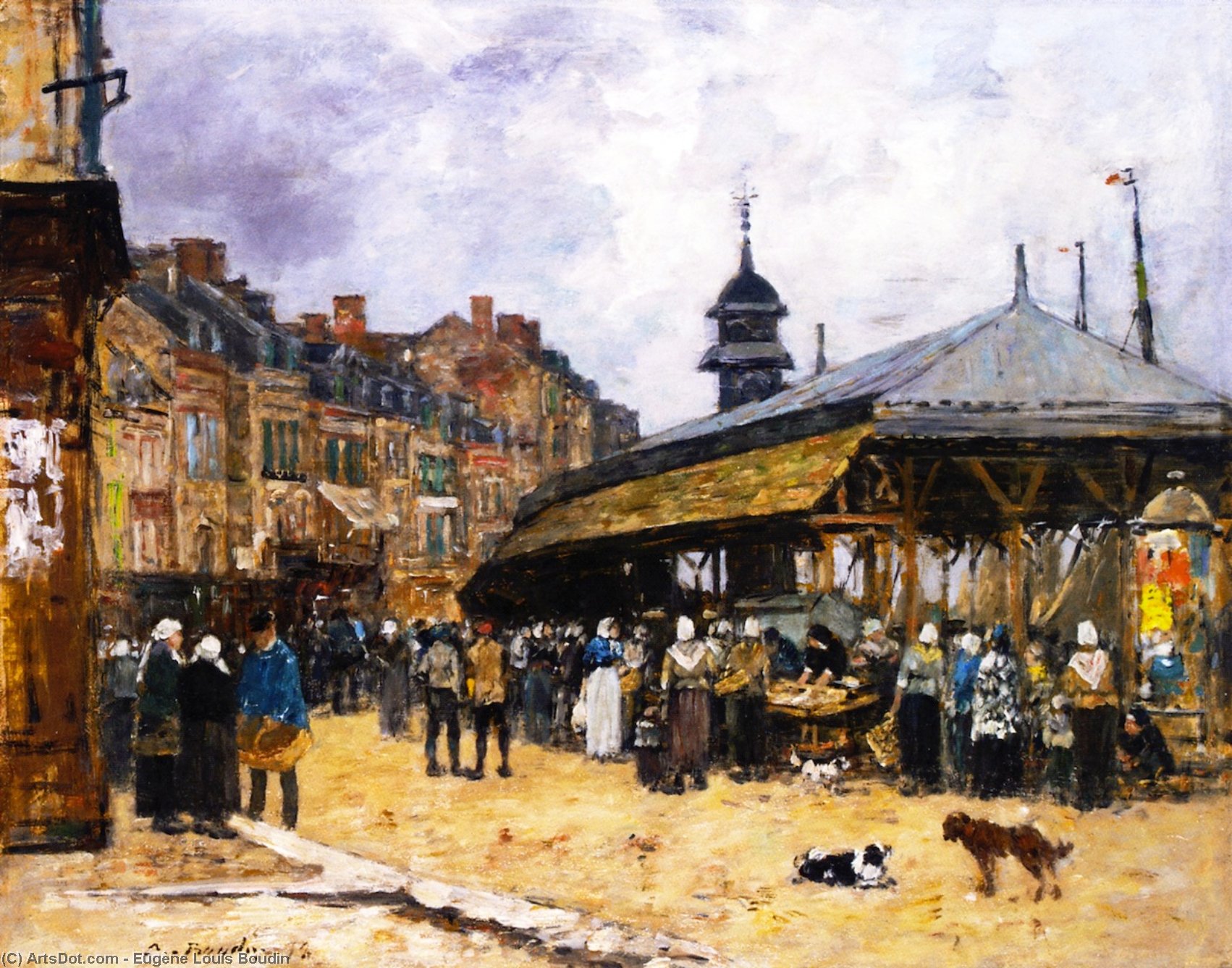 WikiOO.org - دایره المعارف هنرهای زیبا - نقاشی، آثار هنری Eugène Louis Boudin - Market at Trouville