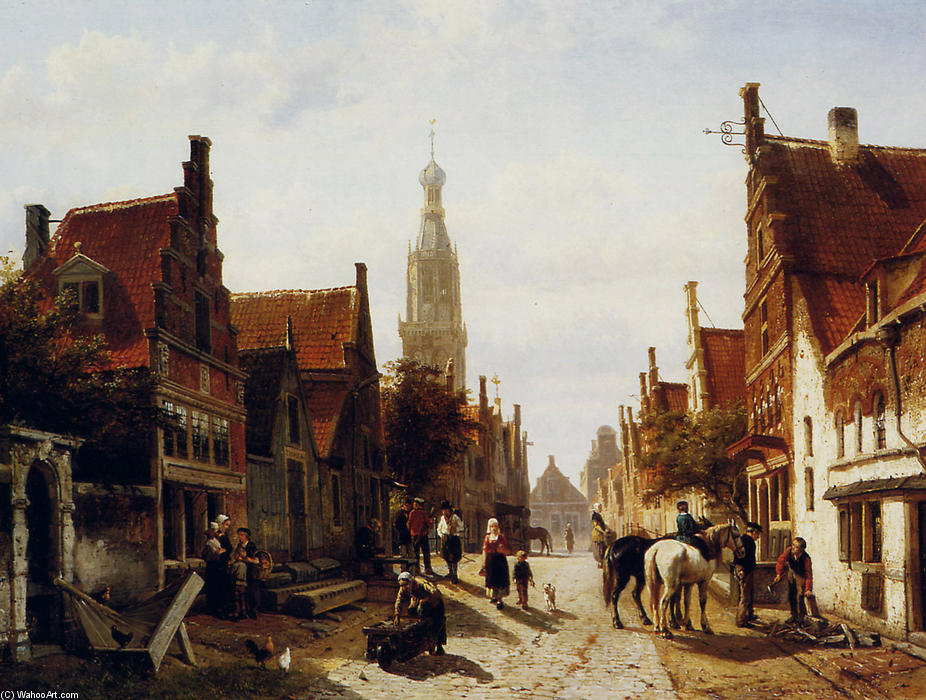 Wikioo.org - The Encyclopedia of Fine Arts - Painting, Artwork by Cornelius Springer - Market Oudewater