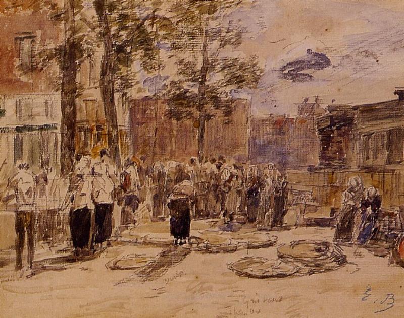 Wikioo.org - The Encyclopedia of Fine Arts - Painting, Artwork by Eugène Louis Boudin - Market Scene