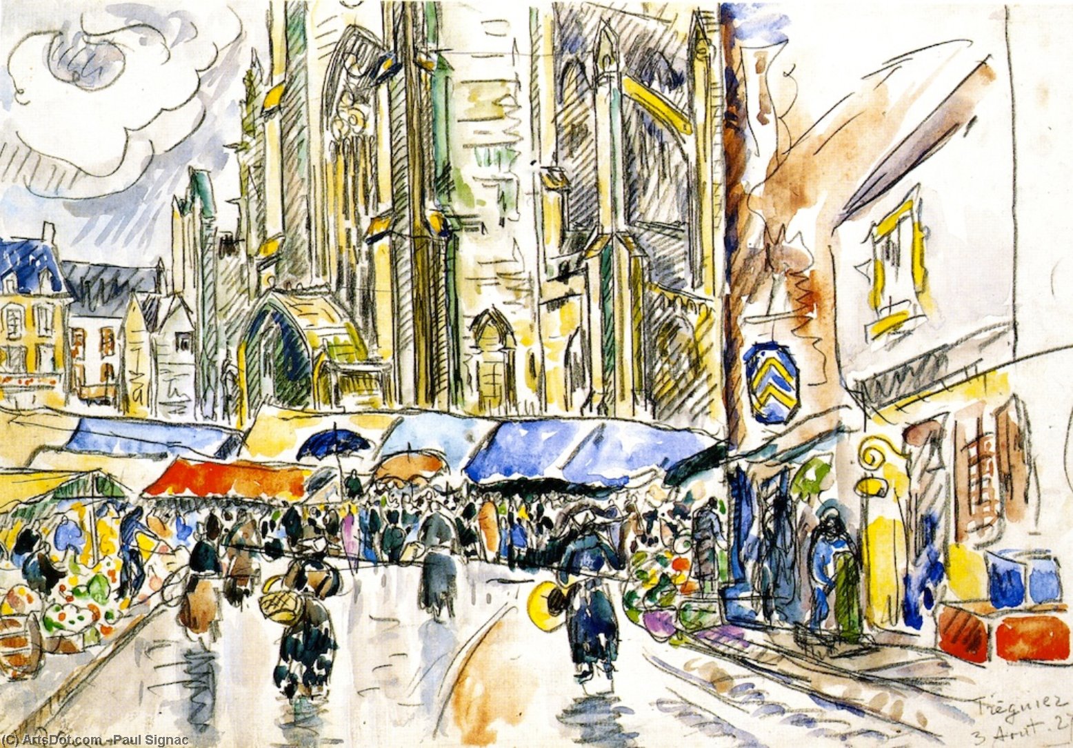 WikiOO.org - Enciclopédia das Belas Artes - Pintura, Arte por Paul Signac - The Market, Treguier