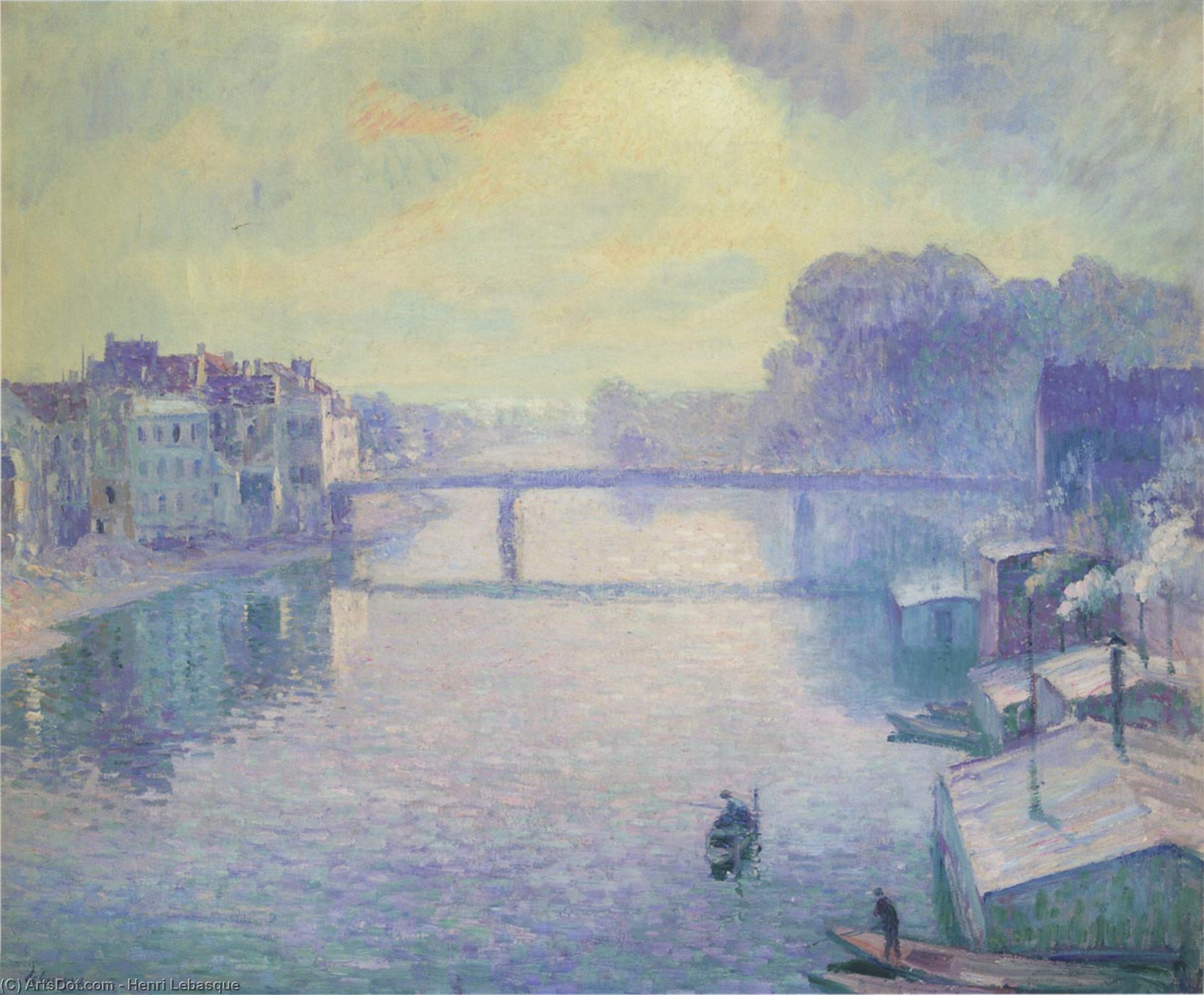 WikiOO.org - Encyclopedia of Fine Arts - Schilderen, Artwork Henri Lebasque - The Marne at Lagny - Fog effect