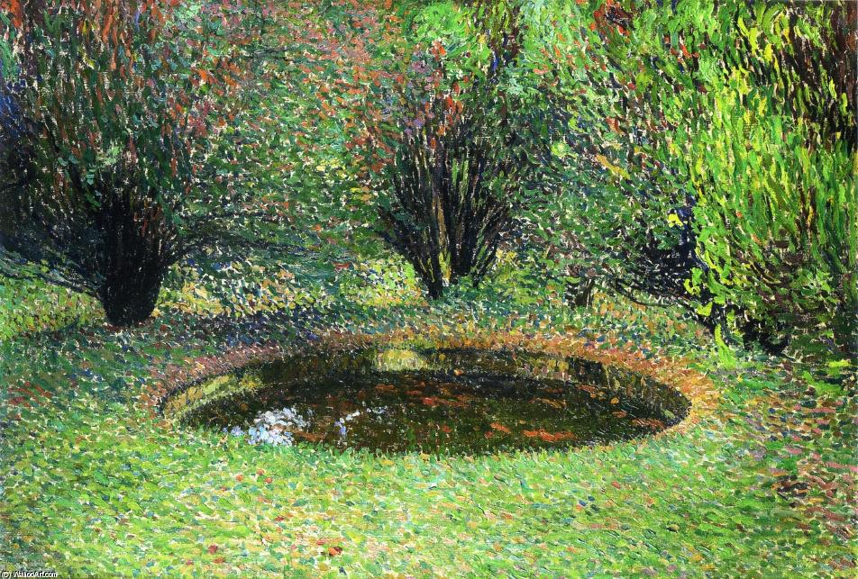 Wikioo.org - The Encyclopedia of Fine Arts - Painting, Artwork by Henri Jean Guillaume Martin - Marquayrol, Basin with Thujas