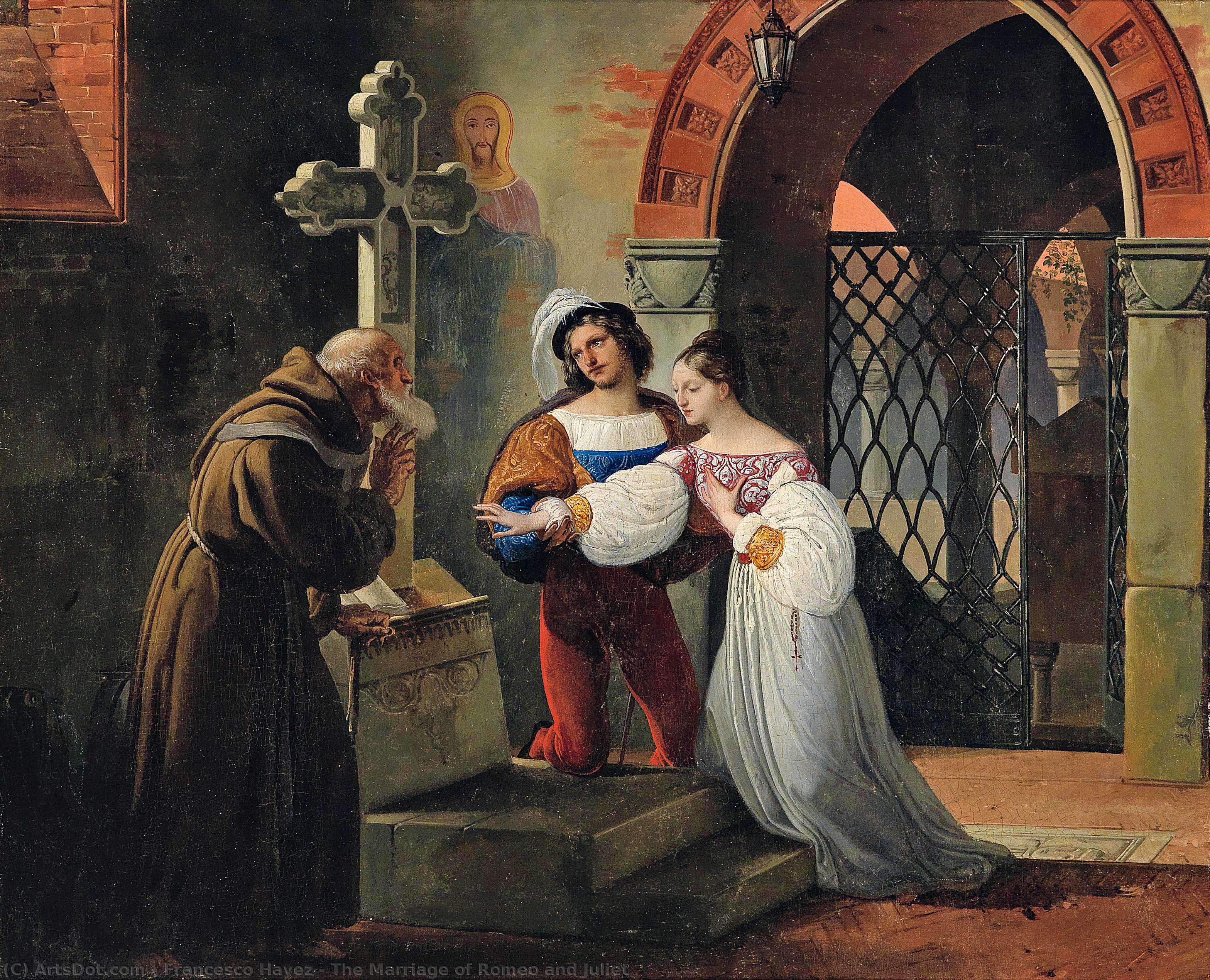 Wikioo.org - The Encyclopedia of Fine Arts - Painting, Artwork by Francesco Hayez - The Marriage of Romeo and Juliet