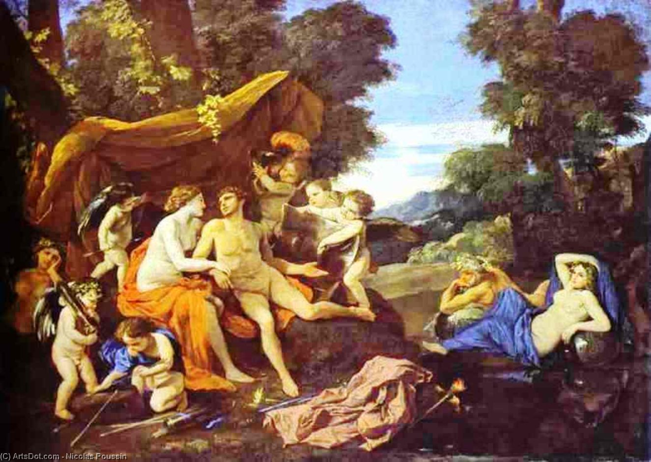 WikiOO.org - Enciclopédia das Belas Artes - Pintura, Arte por Nicolas Poussin - Mars and Venus