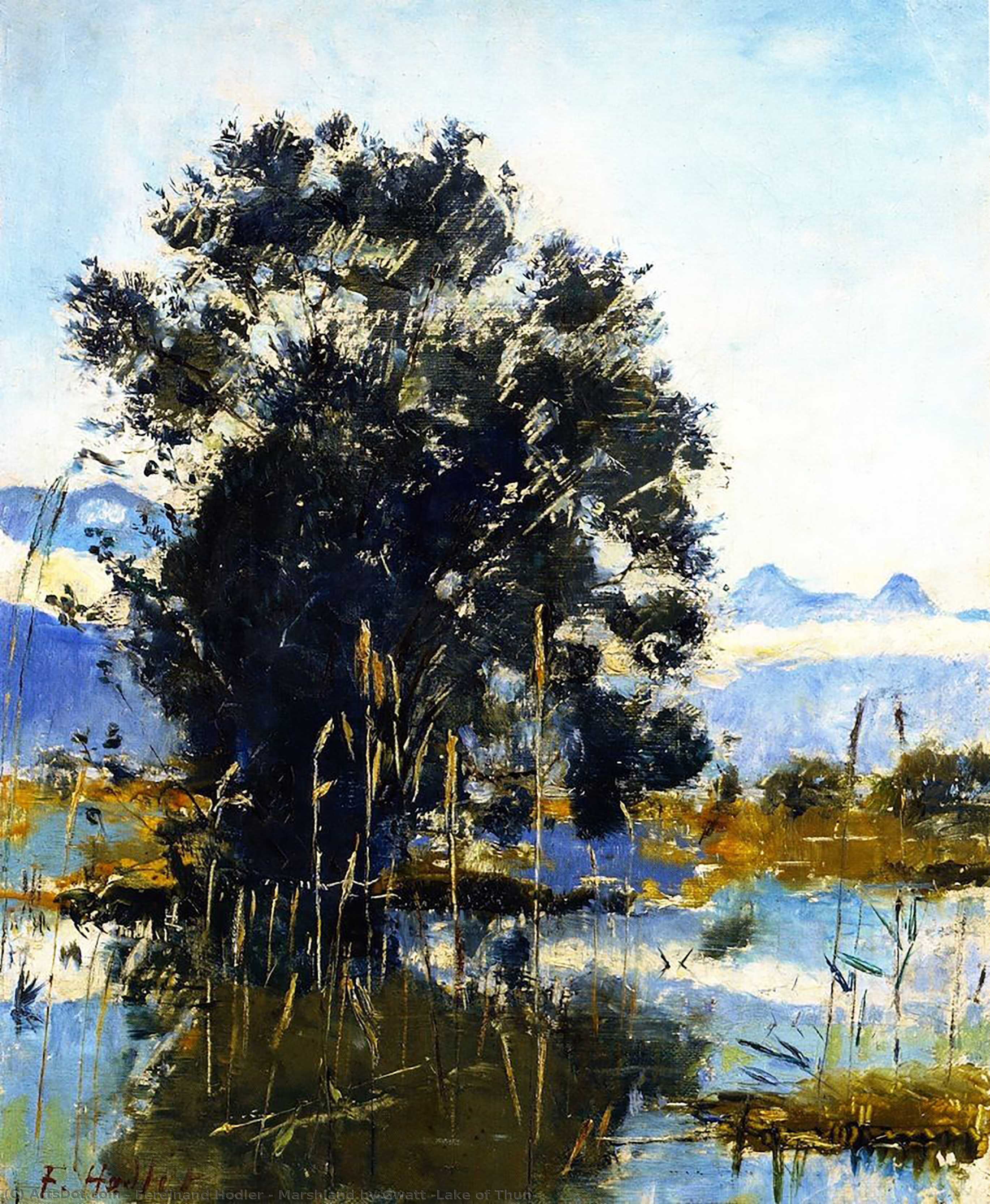 WikiOO.org – 美術百科全書 - 繪畫，作品 Ferdinand Hodler - 江滩 通过 格瓦特 ( 湖 的 图恩 )