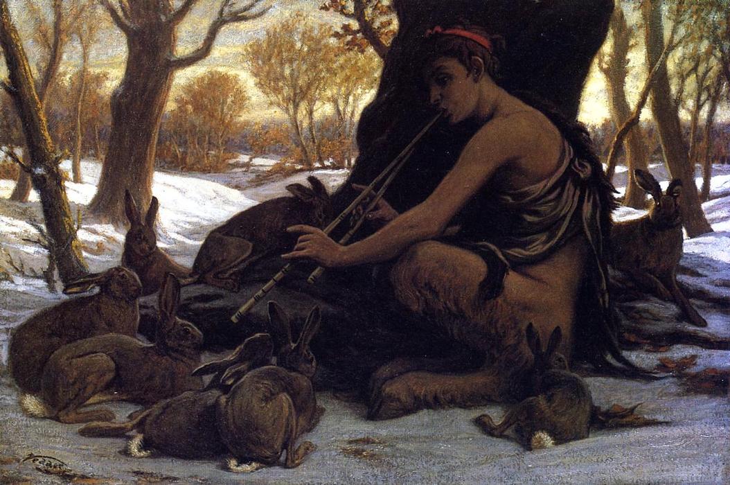 Wikioo.org - The Encyclopedia of Fine Arts - Painting, Artwork by Elihu Vedder - Marsyas Enchanting the Hares