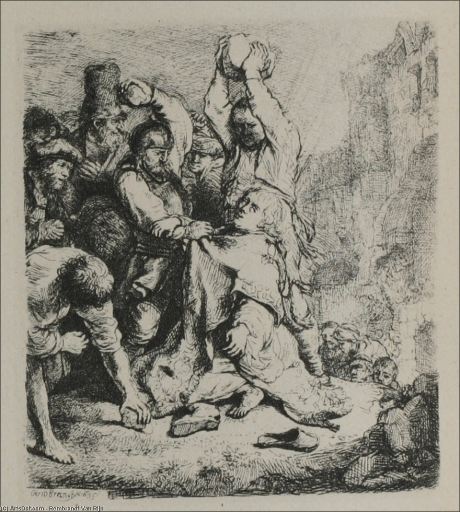 Wikioo.org – La Enciclopedia de las Bellas Artes - Pintura, Obras de arte de Rembrandt Van Rijn - el martirio de san . Stephen