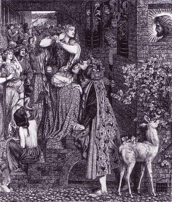 WikiOO.org - Енциклопедия за изящни изкуства - Живопис, Произведения на изкуството Dante Gabriel Rossetti - Mary Magdalene at the Door of Simon the Pharisee