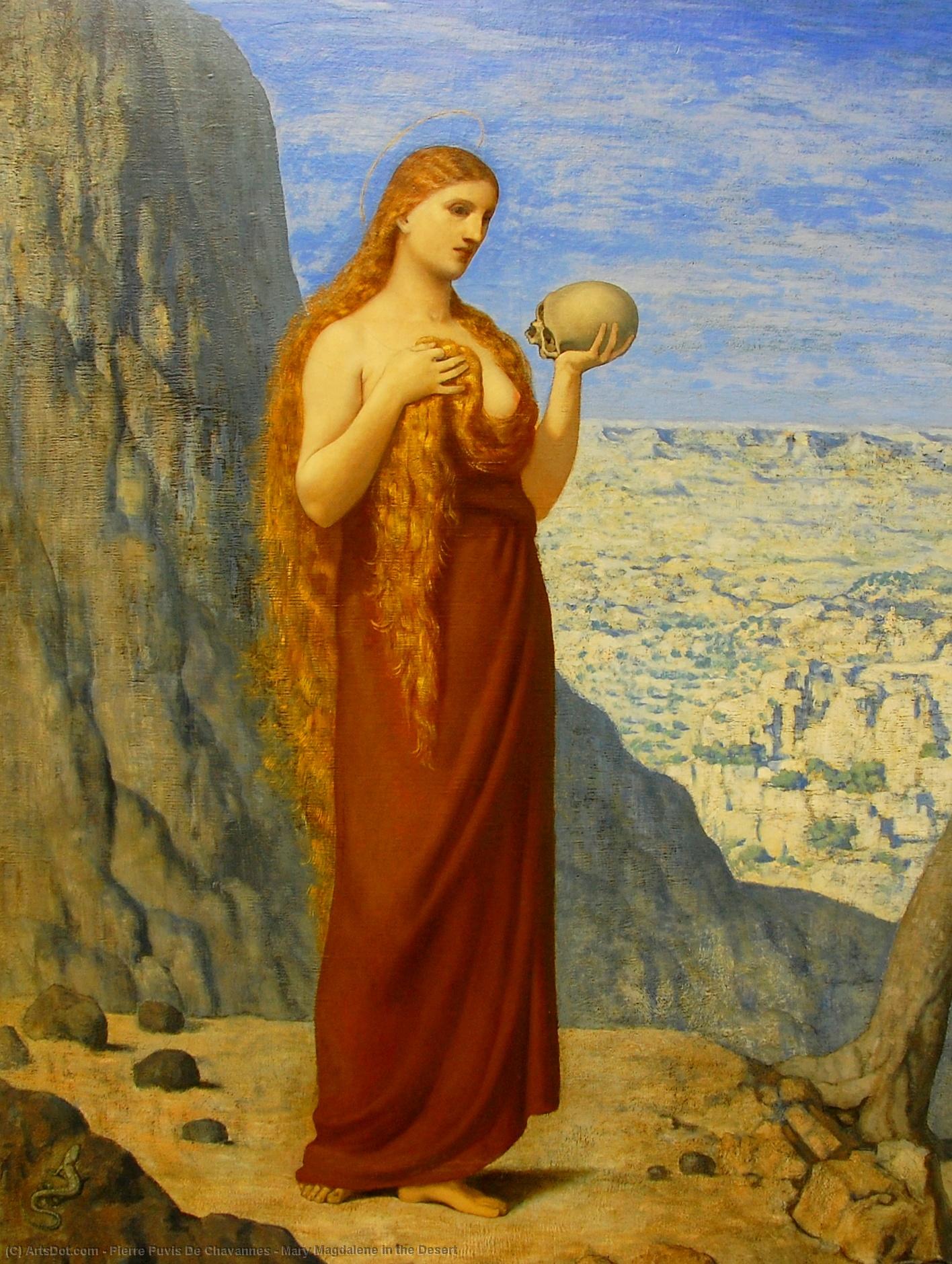 WikiOO.org – 美術百科全書 - 繪畫，作品 Pierre Puvis De Chavannes -  玛丽  抹大拉 在  的  沙漠