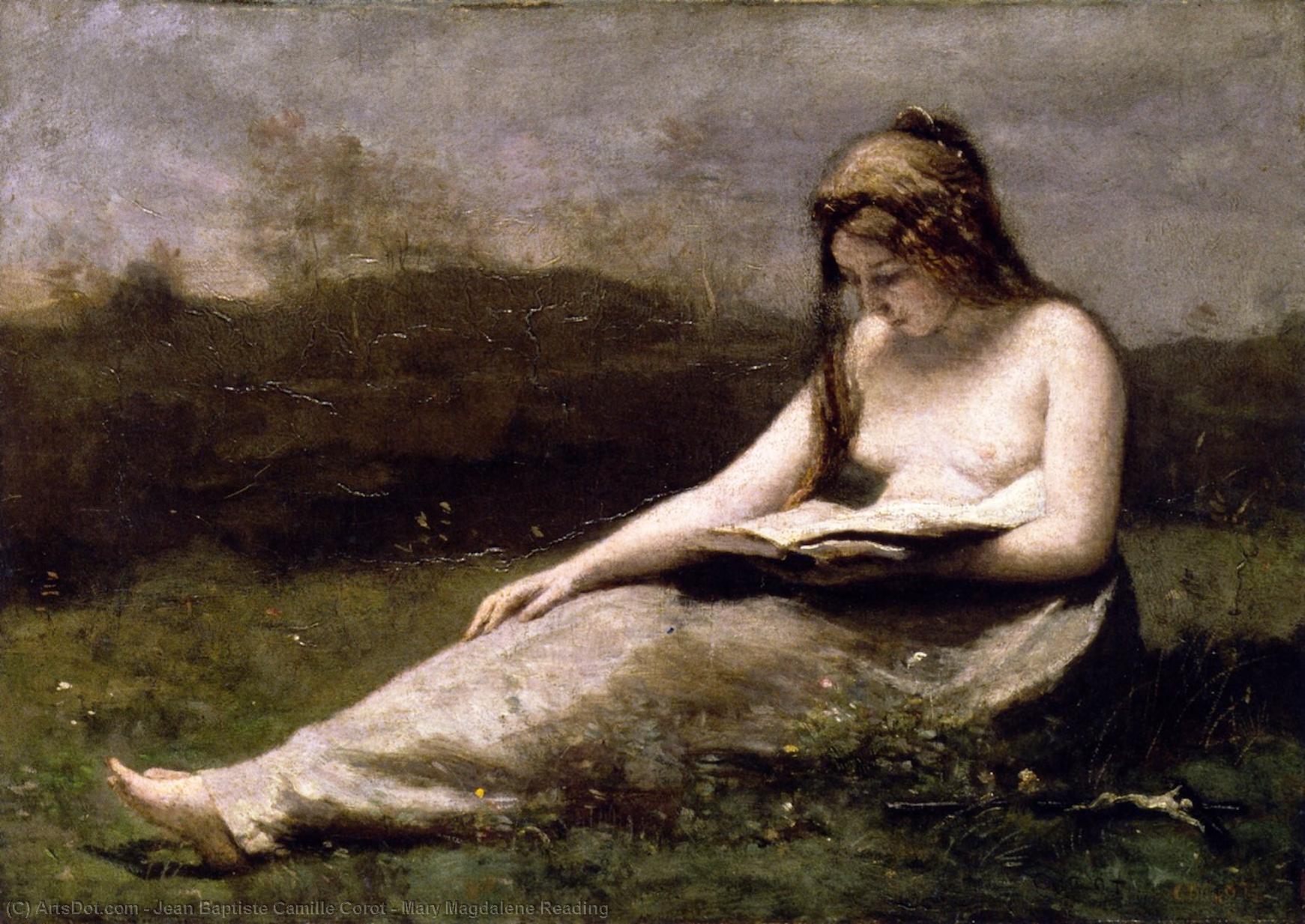 Wikioo.org - The Encyclopedia of Fine Arts - Painting, Artwork by Jean Baptiste Camille Corot - Mary Magdalene Reading