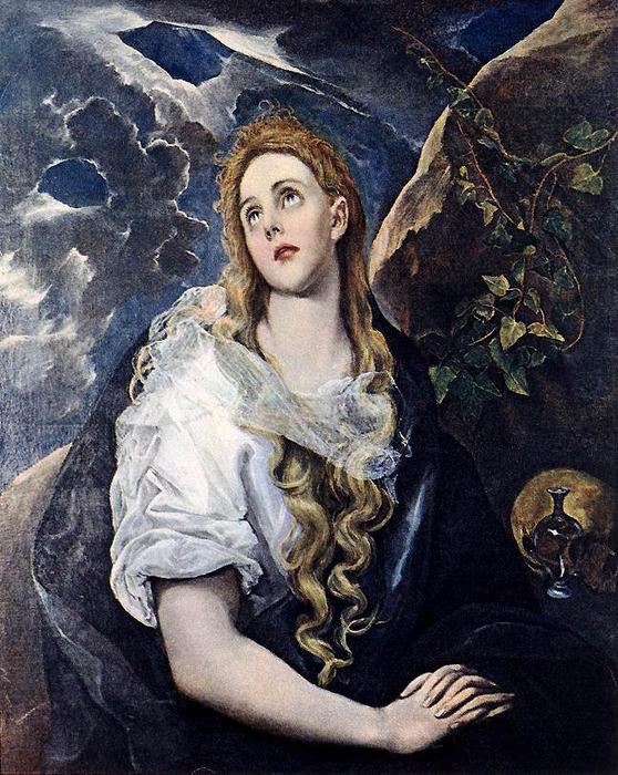 Wikioo.org - The Encyclopedia of Fine Arts - Painting, Artwork by El Greco (Doménikos Theotokopoulos) - Mary Magdalen in Penitence