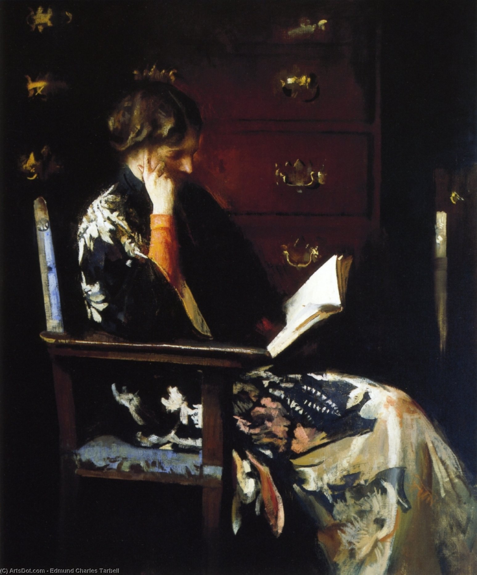 Wikioo.org - The Encyclopedia of Fine Arts - Painting, Artwork by Edmund Charles Tarbell - Mary Reading