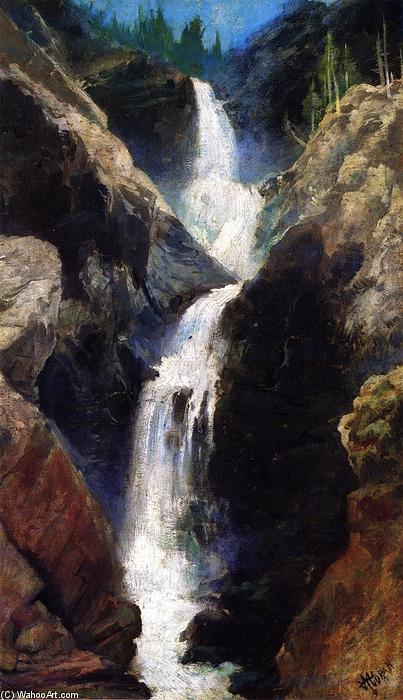WikiOO.org – 美術百科全書 - 繪畫，作品 Thomas Moran - Mary's 面纱 , 瀑布 在 犹他州