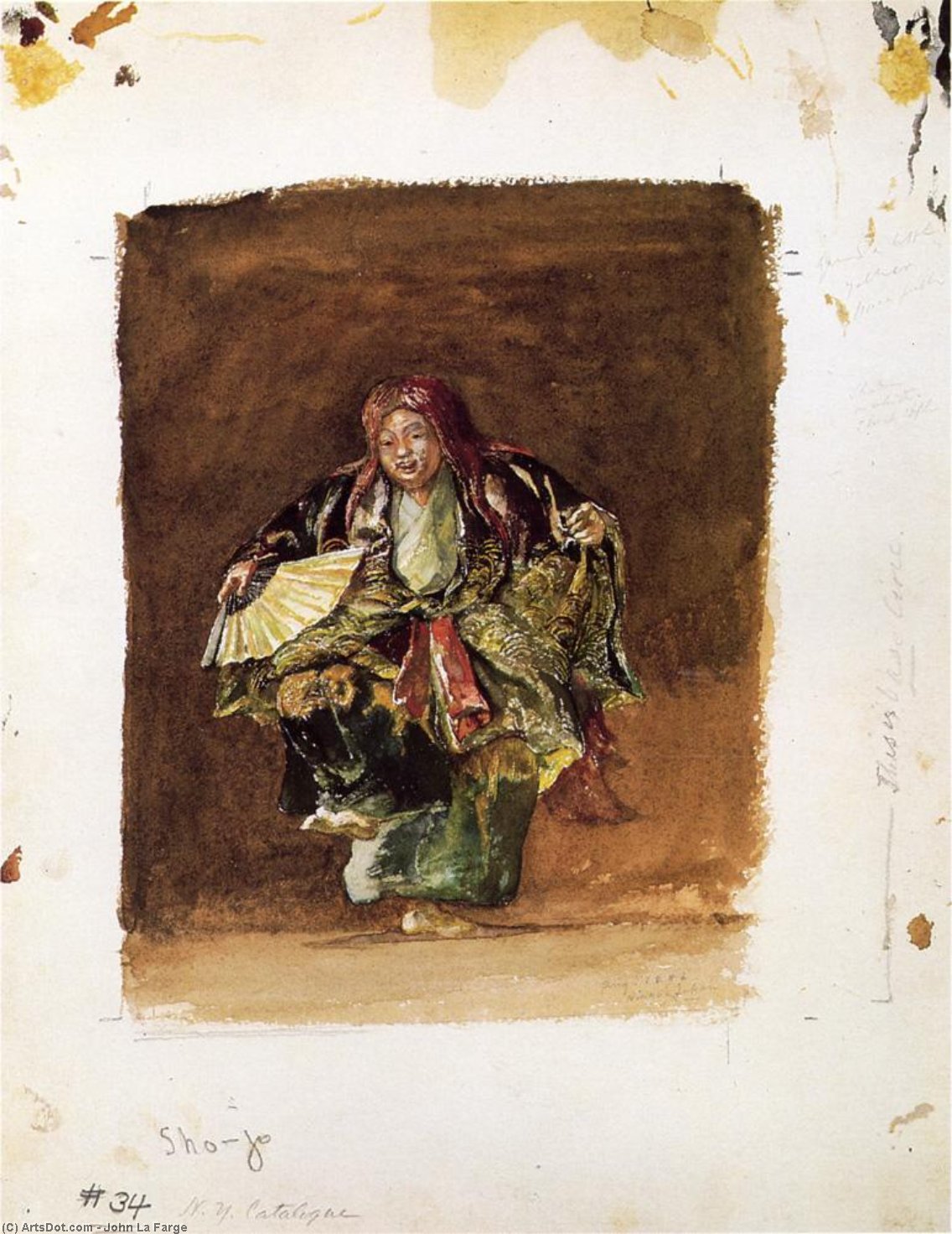 WikiOO.org - Encyclopedia of Fine Arts - Maľba, Artwork John La Farge - Masked dancer of the no,'' Representing a Saki Imp''