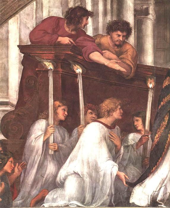 Wikioo.org - The Encyclopedia of Fine Arts - Painting, Artwork by Raphael (Raffaello Sanzio Da Urbino) - The Mass at Bolsena (detail 1) (Stanza di Eliodoro)
