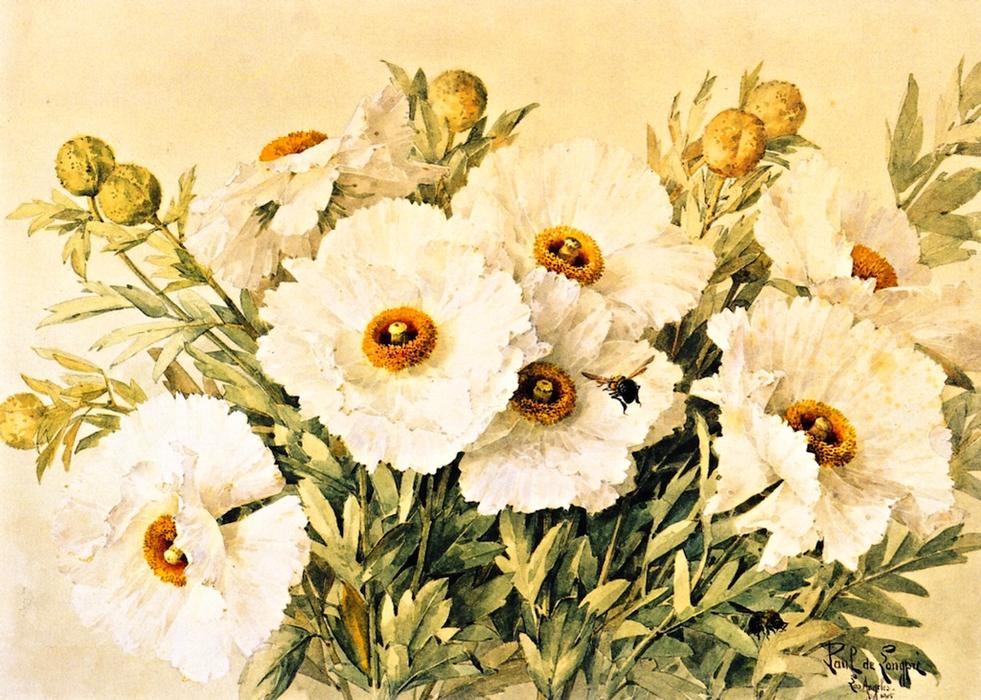 WikiOO.org - Enciklopedija dailės - Tapyba, meno kuriniai Raoul De Longpre - Matilija Poppies