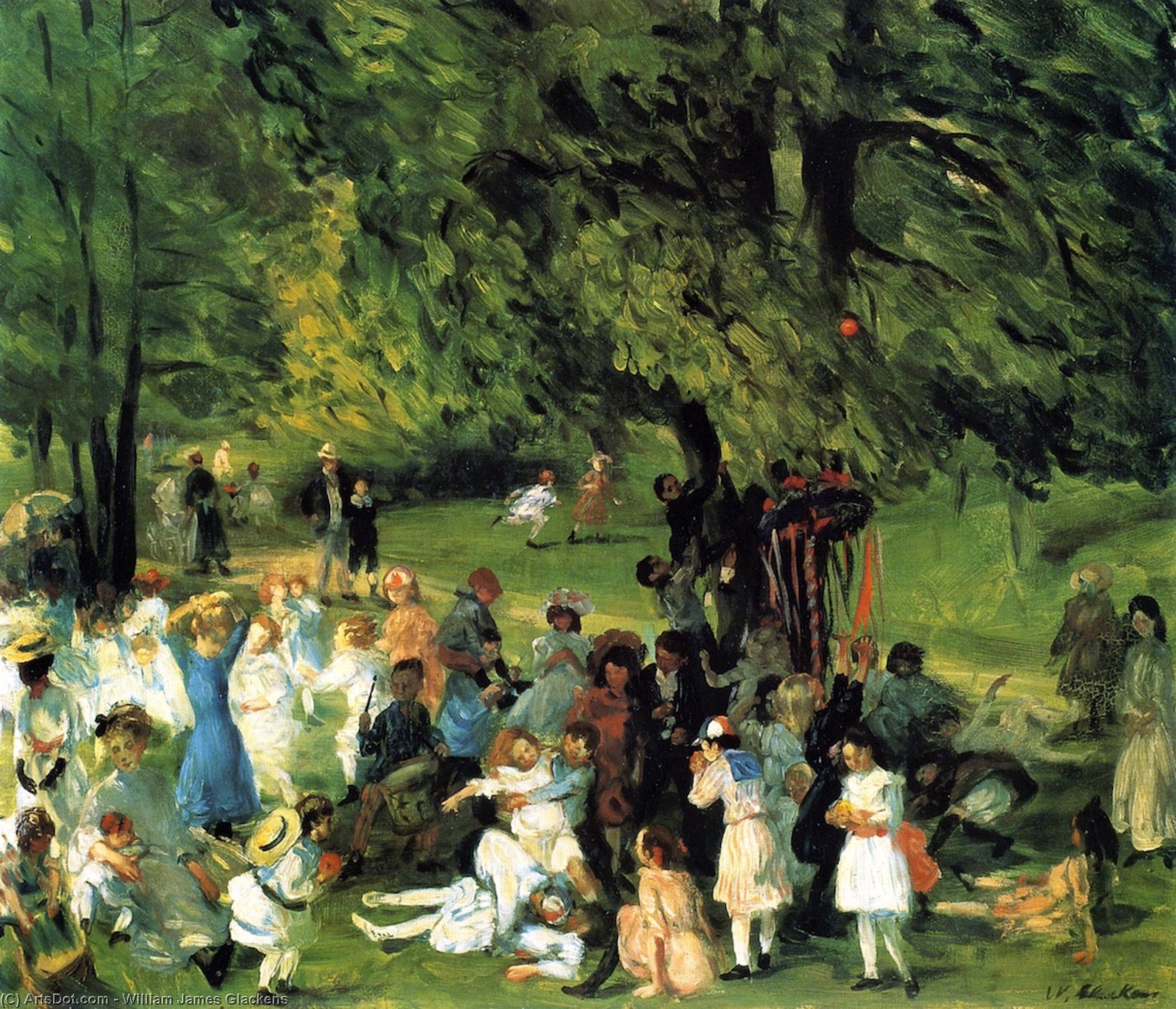 Wikioo.org - The Encyclopedia of Fine Arts - Painting, Artwork by William James Glackens - May Day in Central Park