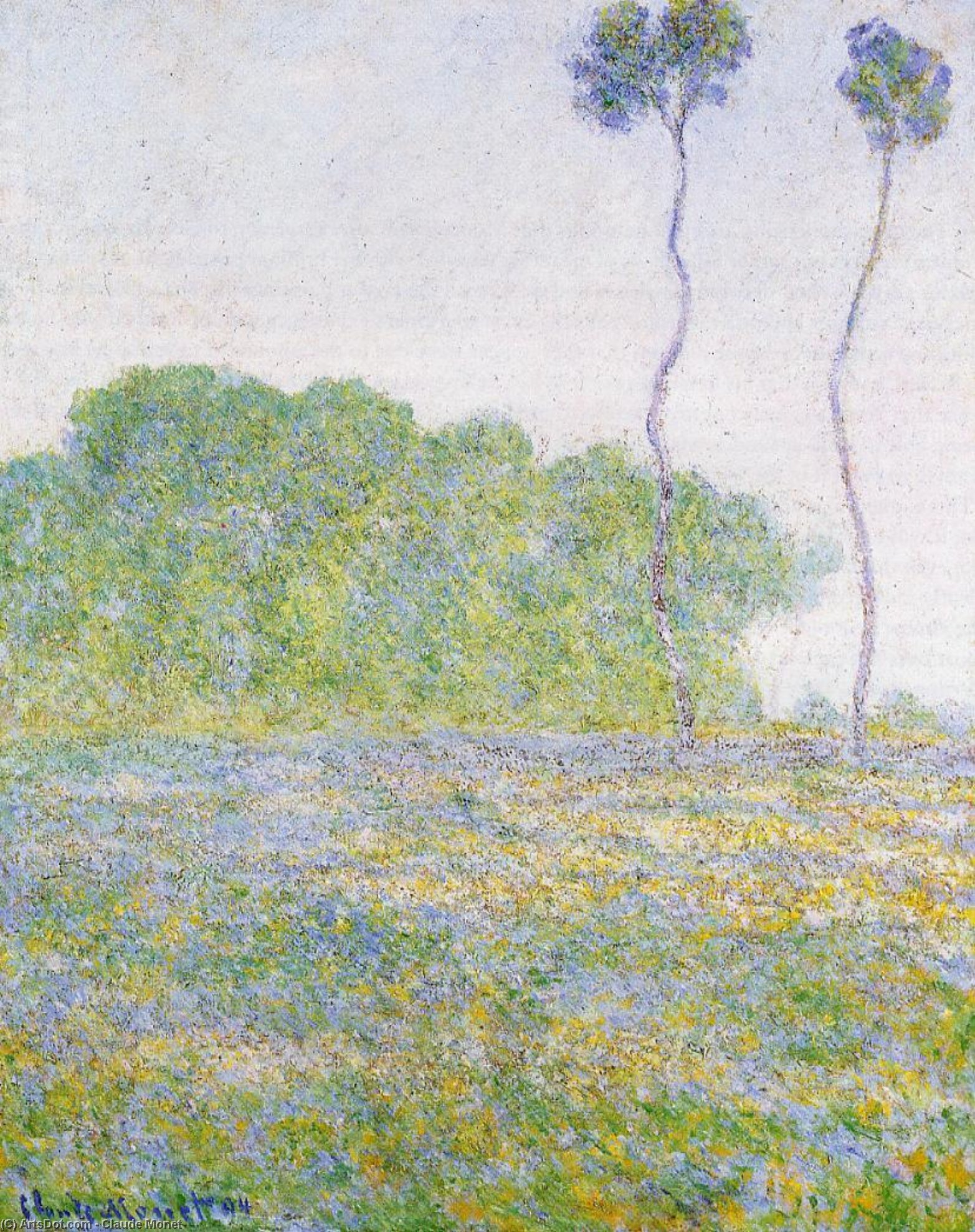 Wikoo.org - موسوعة الفنون الجميلة - اللوحة، العمل الفني Claude Monet - A Meadow at Giverny
