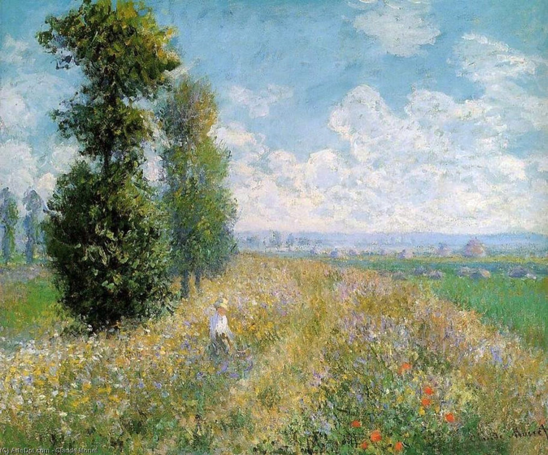 Wikioo.org - The Encyclopedia of Fine Arts - Painting, Artwork by Claude Monet - Meadow with Poplars (also known as Poplars near Argenteuil)