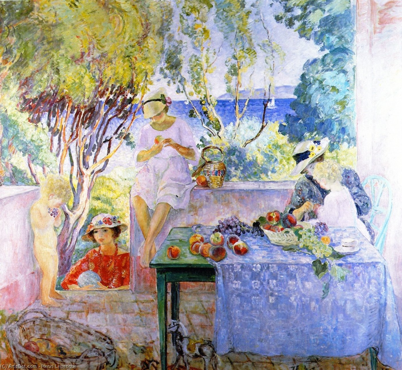 WikiOO.org - Encyclopedia of Fine Arts - Maleri, Artwork Henri Lebasque - Meal on the Terrace