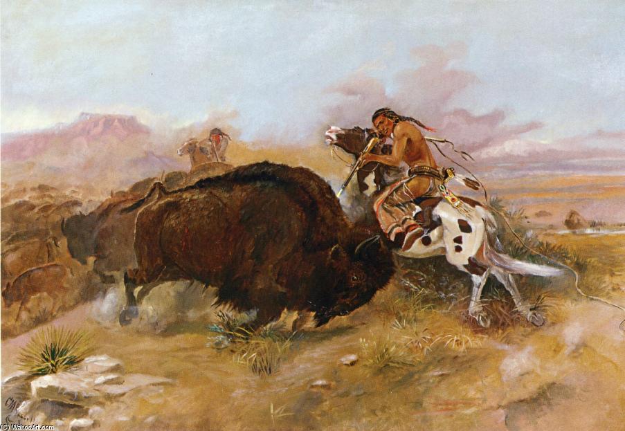 Wikioo.org - The Encyclopedia of Fine Arts - Painting, Artwork by Charles Marion Russell - Meat for the Tribe