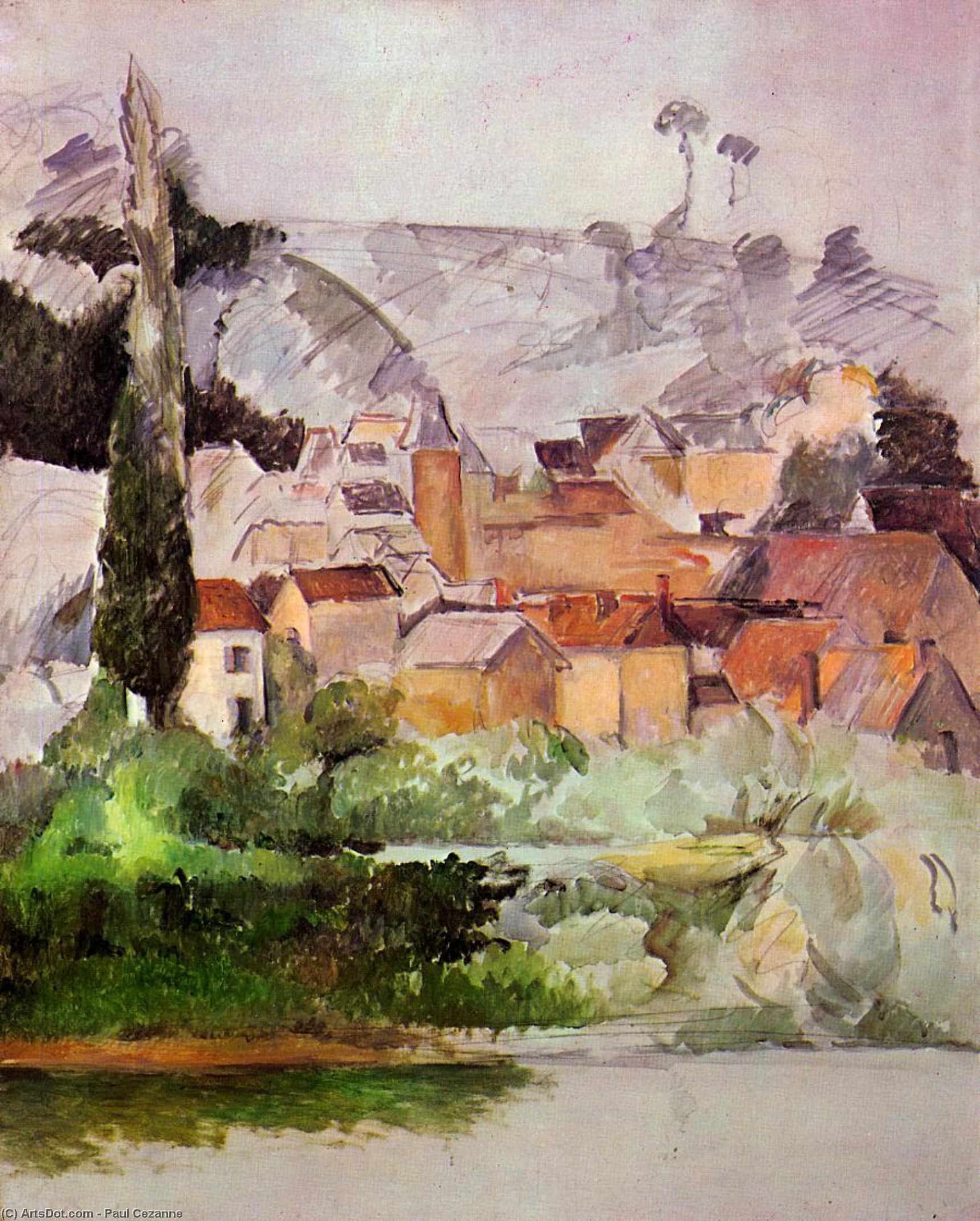 WikiOO.org - Encyclopedia of Fine Arts - Lukisan, Artwork Paul Cezanne - Medan: Chateau and Village
