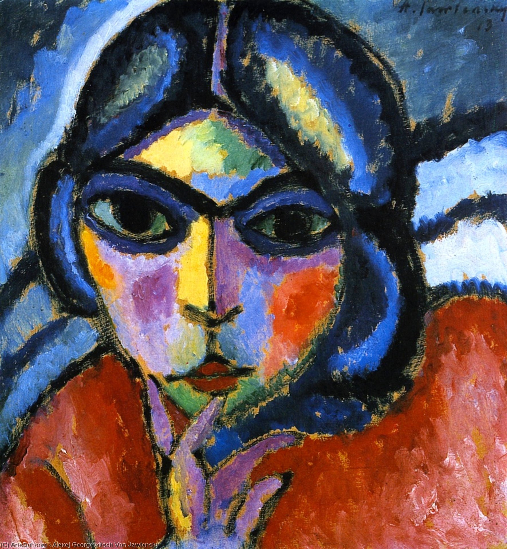 WikiOO.org - Encyclopedia of Fine Arts - Maleri, Artwork Alexej Georgewitsch Von Jawlensky - Meditative Woman